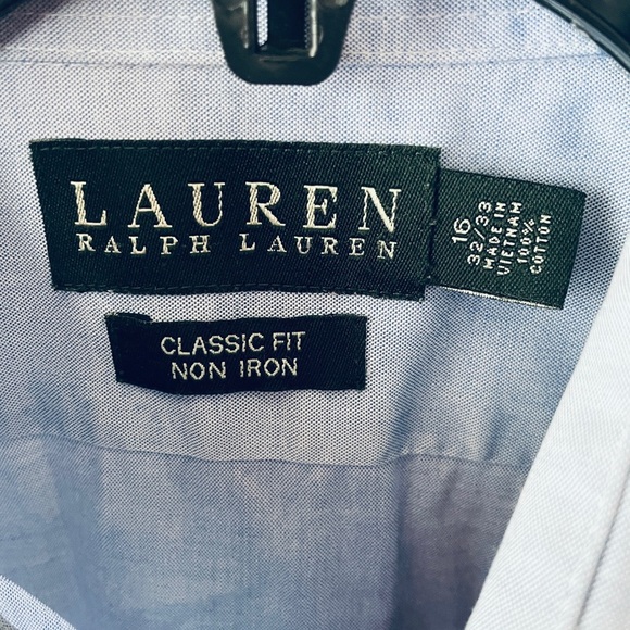 Lauren Ralph Lauren Classic Fit Non Iron men’s button shirt 16 32-33 light blue - Picture 4 of 8